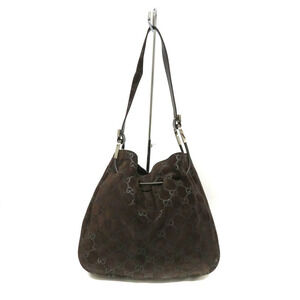 Gucci Suede Shoulder Bag Leather Brown